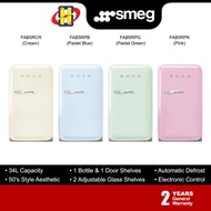 Smeg Refrigerator (34L) 50's Style Aesthetic Design 1-Door Mini Fridge (FAB5) FAB5RCR / FAB5RPB / FAB5RPG / FAB5RPK
