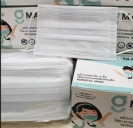 G-Lucky Mask Kid หน้ากากอนามัยเด็ก ลายปลา ลายอวกาศ สีขาว แบรนด์ KSG. สินค้าผลิตในประเทศไทย หนา 3 ชั้