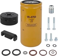 1R-0750 Diesel Engine Fuel Filter with Adapter Kit Compatible with Chevy GMC 2001-2016 Duramax LB7/L