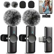 ไมโครโฟนคล้องคอแบบไร้สายสำหรับโทรศัพท์ iPad พอร์ต Type-C Lapel Mics ปลั๊กเล่น 2.4G Ultra-Low Delay ช