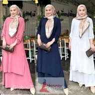 Suit Bella Italian Crepe Set Wanita – Baju Fesyen Muslimah Terkini, Tak Perlu Gosok & Viral