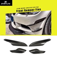 JC Carbon Fiber Front Bumper Splitters For BMW E90 E92 E93 M3 2005 - 2012 Front Bumper Canards Fins 4PCS