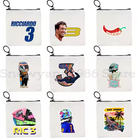 Formula One F1 Racing Daniel Ricciardo Number 3 Helmet Cute Fan Gift Canvas Key Coin Purse Case Lips