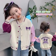 Kids Girls Outwear Cartoon Baseball Uniform Coat My Melody+Kuromi Baseball Uniform Baju Budak Peremp