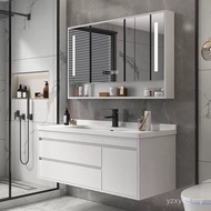 Set Kabinet Bilik Mandi Minimalis Moden Pintar W7 dengan Besen Seramik Bersepadu, Sinki Bilik Tandas