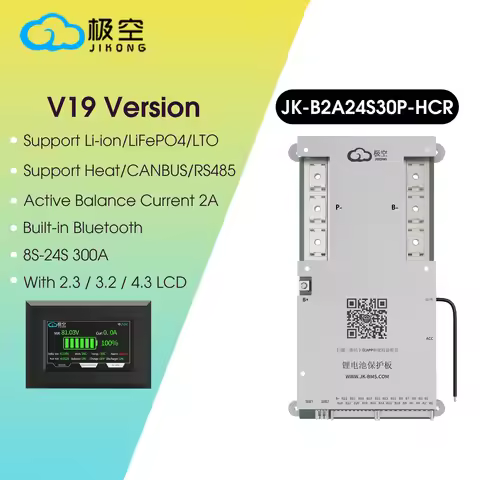 JIKONG 8-24S 300A RS485 CAN JK-B2A24S30P-HCR JK BMS B2A24S30P Li-ion Lifepo4 LTO BMS With LCD
