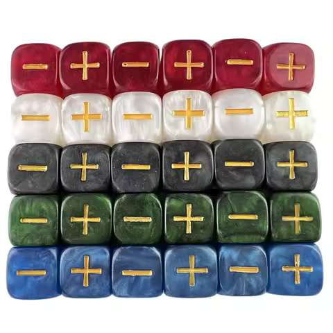 Fate Dice "+,-" 10PCS 16mm Mable Effect with Gold Ink for Fate & Fudge Game Accessories
