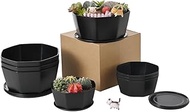 BangQiao 8 Pack 8.00 inch and 5.90 inch Black Plastic Shallow Plant Pot, Octagon Bowl Planter Contai