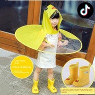 baju hujan perempuan baju hujan tebal tahan lasak T bebek kuning kecil baju hujan piring terbang top