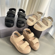 Hogan Women's Sheepskin Sandals - Thick Sole, Open Toe, Casual Beach Shoes with Velcro Straps