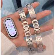 Inlaid Gemstone Cute Cat Strap Case Compatible For Mi band 9 Strap For Mi band 8 Strap Diamond Mi ba