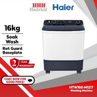 Haier 16kg Semi Auto Washing Machine Twin Tube HTW160-M1217 Mesin Basuh Manual with Rat Guard Basepl