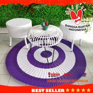 Karpet Bulat Anyaman Rotan Rug Seagrass Warna Warni