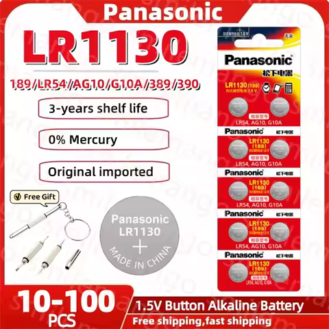 Original Panasonic 1.55V AG10 LR1130 SR54 389 189 SR1130 LR54 Button Batteries G10A SR1130SW Cell Co