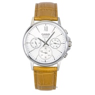 [Creationwatches] Casio Beside Analog Leather Strap Silver Dial Quartz BMS-300L-5AV Mens Watch
