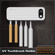 UV-C Sanitizer Toothbrush Holder Wall Mount UV Toothbrush Sterilizer Bathroom Organizer Anti-Mold To