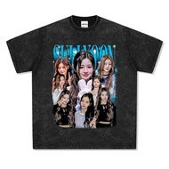 NMIXX Haewon Kyujin Lily Washed Distressed Short Sleeve T-Shirt Top American Retro ins Style oversiz