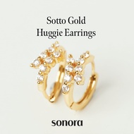 Sonora Sotto Gold Huggie Earrings, Serenade Collection, 18K Gold Plated 925 Sterling Silver