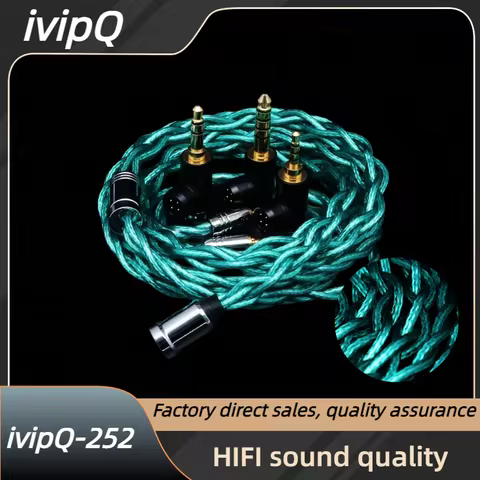 ivipQ-252 Modular Sterling Silver Palladium+5N OCC Silver Plate Earphone Upgrade Cable With 0.78 2PI