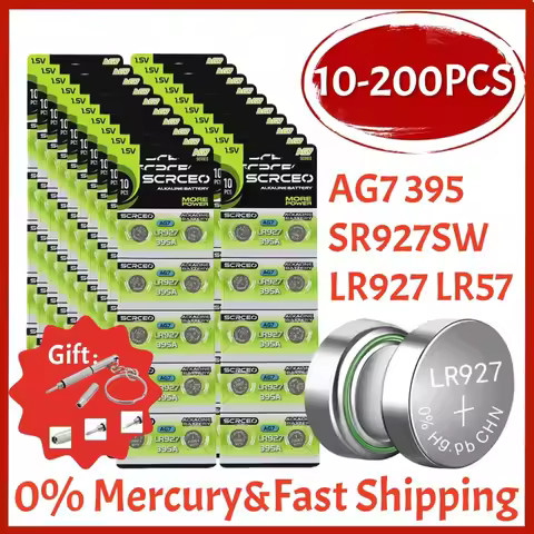 10-200PCS AG7 SR927SW 395 Button Cell Battery LR927 LR57 SR927W 399 395A Alkaline Batteries for Watc