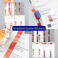 Fluff's 41pcs Gradient Quote Sticker Word Sticker Journal Sticker Aesthetic Sticker Vintage Sticker 