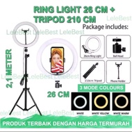 2,1 METER TRIPOD + 26CM RING LIGHT SUITABLE FOR MAKE UP, TIKTOK,YOUTUBE