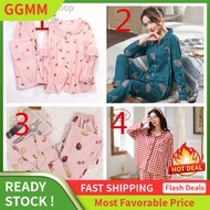 【pajamas】 Plus Size 100  Cotton Print Pajama Set for Women Long Sleeve Sleepwear Nightwear gift gift gift