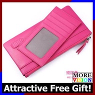 [Attractive Free Gift!] Pabojoe Men Premium Genuine Leather Super Slim Long Wallet 663 - Pink
