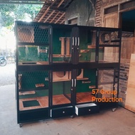 Kandang kucing alumunium 4 kamar besar jumbo 2 laci susun tingkat