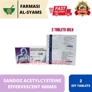 SANDOZ ACETYLCYSTEINE EFFERVESCENT 600MG (2 TABLETS ONLY/STRIP)