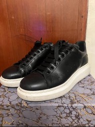 二手 EU 42號 Alexander McQueen MCQ 黑色白底 全皮質 小白鞋 西裝鞋 厚底 增高 US10