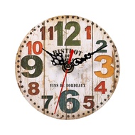 [Ready Stock] Creative Antique Wall Clock Vintage Style Wooden Round Clocks Home Office Decoration