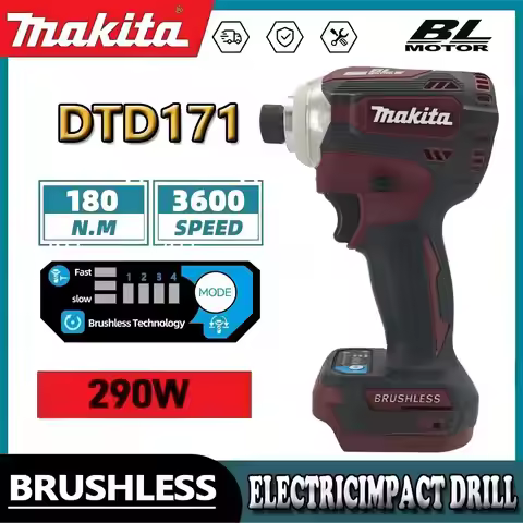 Makita DTD171 Brushless Electric Drill Driver Compact Rechargeable Screwdriver Brown Home Improvemen