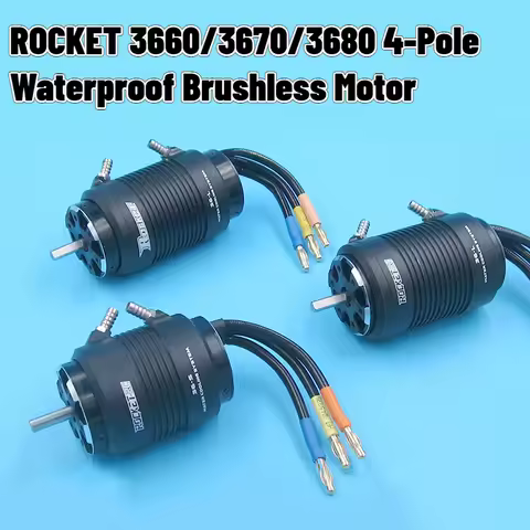 ROCKET 3660 3670 3680 4-Poles Brushless Sensorless Waterproof Motor Water-Cooling Jacket Remote Cont
