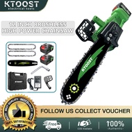 KTOOST rechargeable chainsaw 12 inches household handheld high-power lithium battery chainsaw firewood chainsaw tree garden pruning logging saw