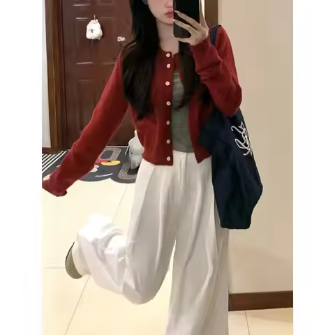 Slim Fit Y2K Jeans Womens Casual High Waist Straight Leg White Trousers 2025 New Wide Leg Women's pa