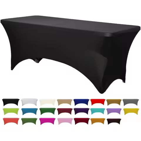 6FT 8FTSpandex Tablecloth High Stretch Wedding Hotel Birthday Table Cover 4ft 5ft 6ft 8ft Folding Ta