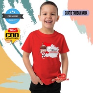 Baju Kaos Anak Laki Laki Hut RI 17 Agustus Bahan Premium