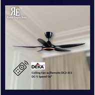 DEKA Ceiling Fan w/Remote DC2-311-BLDC-5 Speed-56" Ceiling Fan