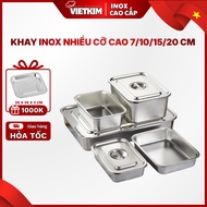 High Quality Viet Kim Stainless Steel Tray 7/10/15/20 cm Deep With Plastic/Stainless Steel Lid - Foo