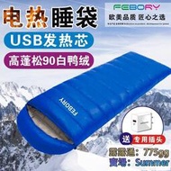 電熱毯睡袋加熱保暖戶外露營羽絨加厚防寒成人便攜USB充電寶電源