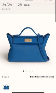 Hermes - 2424 - 29 cm Bleu France GHW