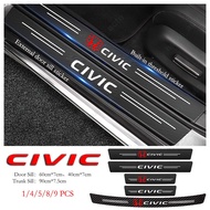 Honda Civic Car Door Sill Sticker Anti-Scratch Carbon Fiber leather Sticker Trunk Protector Stickers