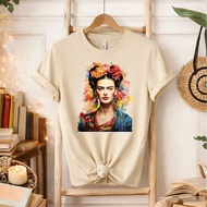 hot toys | Frida Kahlo T-Shirt Multiple Sizes Digital Print Watercolor Floral Portrait Cotton Blend 