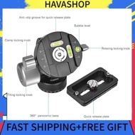 Havashop VH-10R 2 Way Pan/Tilt Tripod Head 360° Rotating Panoramic Bird Watching Photography with Qu