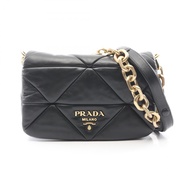 【二手】Prada PRADA 絎縫兩用肩背包，黑色皮革，拼接設計，鏈條肩帶，女士，二手 A
