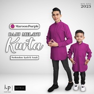 I.P Muslim❤️2025 PURPLE MAROON Baju Kurta Family Set Soft Cotton SlimFit/Size 0-4XL/Baju Raya Keluar