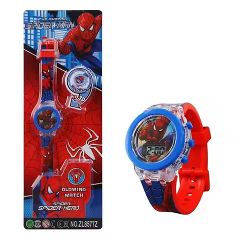 Anime Flash Spider-man Hulk Girl Watch Boy Cartoon Watch Avenger Boy Girl Student Clock Gift