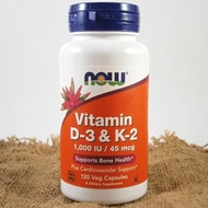 (Ready Stock) Now Foods, Vitamin D-3 &amp; K-2, Vitamin D3 K2, 120 Veg Capsules