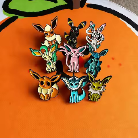 9Pcs Pokemon Eevee Enamel Pins Anime Game Metal Badge Backpack Lapel Pin For Fans Accessories Jewelr